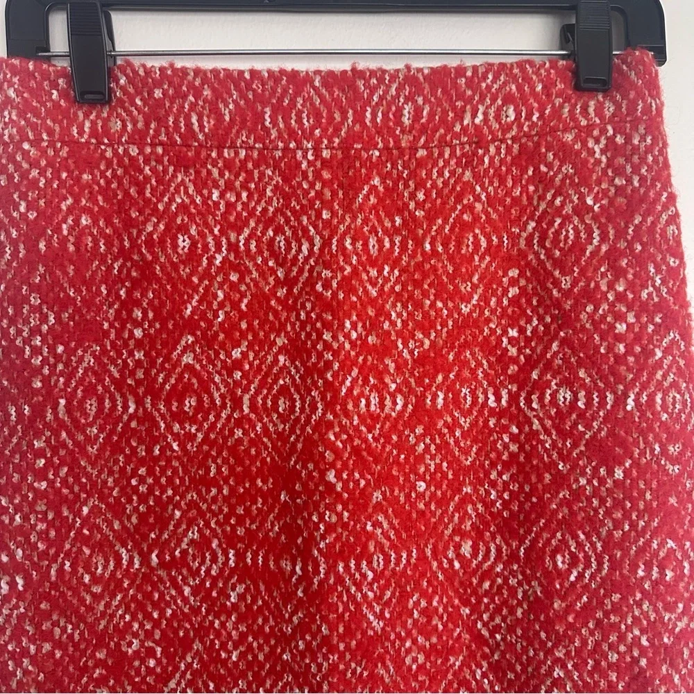 J. Crew Vibrant Orange and White Textured Pencil Skirt Size 4